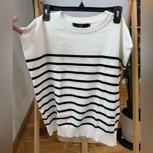 Mirol Black and White Striped Women's Top